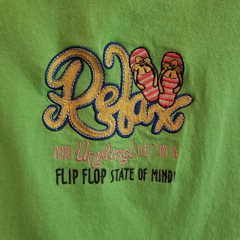 NWOT Custom Lime Green Flip Flop T-Shirt. Fun!